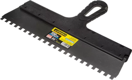 Шпатель STAYER &quot;PROFESSIONAL&quot; нержавеющий зубчатый с пластмассовой ручкой, 350мм, зуб 8х8мм 1009-35-08 купить в Ноябрьске
