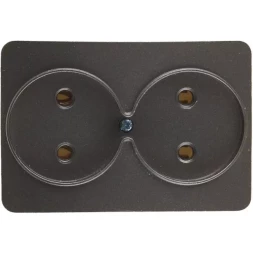 Розетка СВЕТОЗАР &quot;ГАММА&quot; без заземления, двойная, без вставки и рамки, цвет темно-серый металлик, 16А/~250В SV-54102-DM