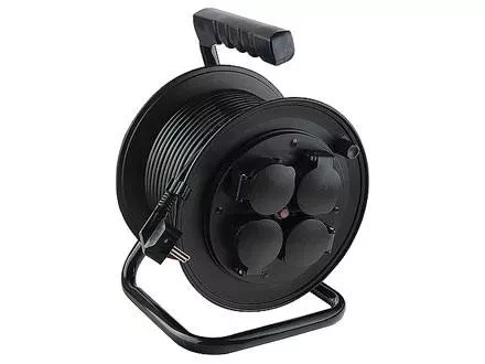 Удлинитель силовой на кабельной катушке, 3*1,5мм*25м, 4 розетки с крышкой, 16A, IP44, STERN 95707 купить в Ноябрьске