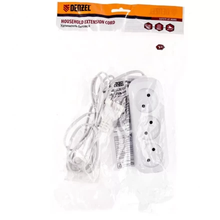 Удлинитель бытовой без заземления 2 м 3 розетки 6 A серия УХ6 Denzel 95925 купить в Ноябрьске