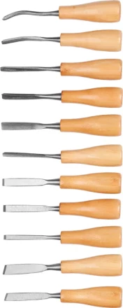 Набор DEXX: Стамески фигурные &quot;МИНИ&quot; с деревянной ручкой, 11шт 1834-H11_z01 купить в Ноябрьске