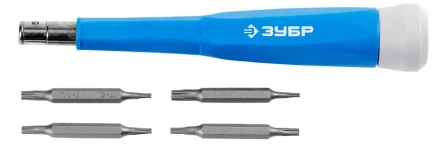 Набор ЗУБР Отвертка &quot;ЭКСПЕРТ&quot; для точных работ,CR-V,сменные двусторонние биты TORX, 5предметов 25621-H5 купить в Ноябрьске