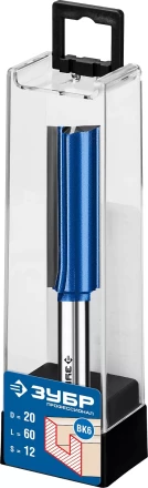 ЗУБР 20 x 60 мм, хвостовик 12 мм, фреза пазовая прямая с нижними подрезателями, Профессионал (28755-20-60) купить в Ноябрьске