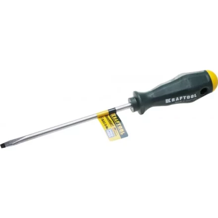 Отвертка KRAFTOOL, Cr-Mo-V закалённый стержень, двухкомпонентная противоскользящ рукоятка, SL 6,5x1,2x150мм 25007-6.5-150 купить в Ноябрьске