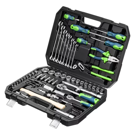 Набор инструментов Сибртех 13394, 1/2&quot;, 1/4&quot;, пластиковый кейс 76 предметов купить в Ноябрьске