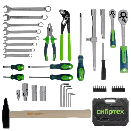 Набор инструментов Сибртех 13394, 1/2&quot;, 1/4&quot;, пластиковый кейс 76 предметов купить в Ноябрьске