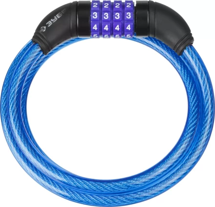 Замок ЗУБР &quot;ПРОФЕССИОНАЛ&quot;, тросовый, кодовый, с изменяемым кодом, длина троса - 1200мм, d 10мм 37262-120 купить в Ноябрьске