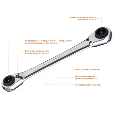 Наборы трещоточных комбинированных ключей накидных серия ПРОФЕССИОНАЛ купить в Ноябрьске