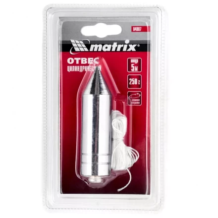 Отвес цилиндрический 250 г шнур 5 м Matrix 84887 купить в Ноябрьске