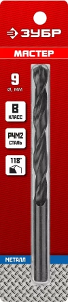 ЗУБР 9.0 х 125 мм, сталь Р4М2, класс В, сверло по металлу (29605-9) купить в Ноябрьске