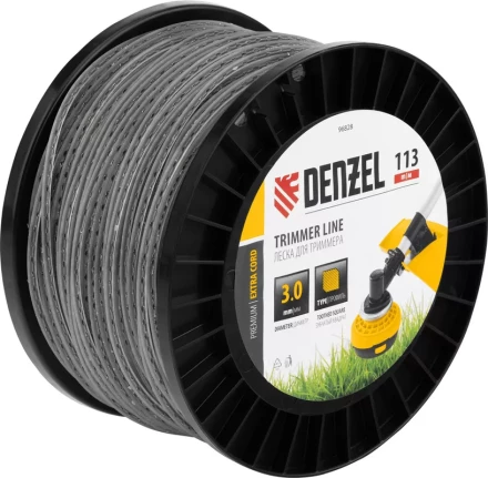 Леска для триммера двухкомпонентная зубчатый квадрат, 3,0мм х 113м, на DIN кат. EXTRA CORD// Denzel 96828 купить в Ноябрьске