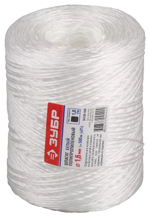 Шпагат ЗУБР d 2,0 мм 100 м 1600 текс 35 кгс белый полипропиленовый 50100-100 купить в Ноябрьске