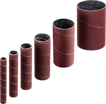 ЗУБР набор 6 шт: 13, 19, 26, 38, 51, 76 мм, высота 115 мм, Р80, втулки шлифовальные для станка СШО-500 МАСТЕР (35649-H6-80) купить в Ноябрьске
