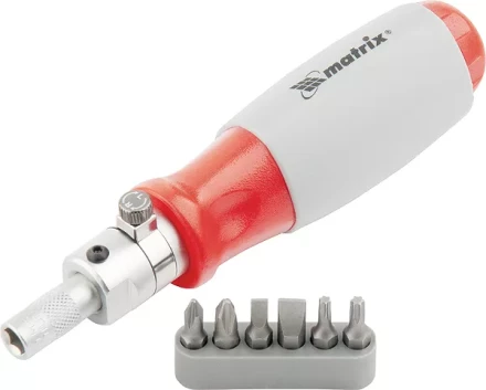 Отвертка реверсивная, силовой элемент под ключ, набор бит, CrV, 6 шт MATRIX 11549 купить в Ноябрьске