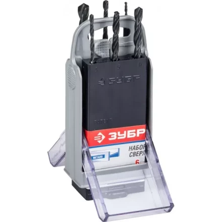 Набор ЗУБР &quot;ТЕХНИК&quot;: Свёрла по металлу парооксидированных, быстрорежущая сталь, 2, 3, 4, 5, 6, 8мм, 6шт в супер боксе 4-29605-H6-SB купить в Ноябрьске