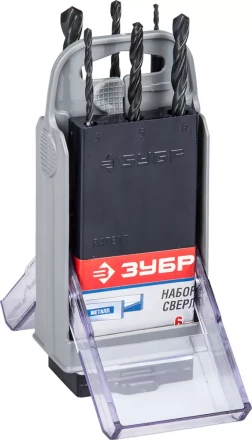 Набор ЗУБР &quot;ТЕХНИК&quot;: Свёрла по металлу парооксидированных, быстрорежущая сталь, 2, 3, 4, 5, 6, 8мм, 6шт в супер боксе 4-29605-H6-SB купить в Ноябрьске