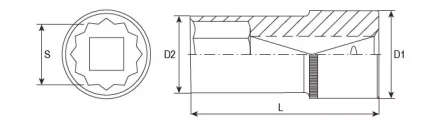 Головка торцевая 12-гранная глубокая 1/2&quot;DR 14 мм S04HD4714 Jonnesway 49144 купить в Ноябрьске