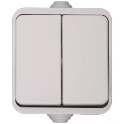 Выключатель СВЕТОЗАР БАТТЕРФЛЯЙ двухклавишный, цвет белый, 10А/~250В SV-54334-W