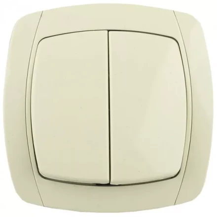 Выключатель СВЕТОЗАР &quot;CITY LIGHT&quot; двухклавишный в сборе, бежевый, 10А/~250В SV-54234-B купить в Ноябрьске