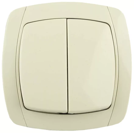 Выключатель СВЕТОЗАР &quot;CITY LIGHT&quot; двухклавишный в сборе, бежевый, 10А/~250В SV-54234-B купить в Ноябрьске