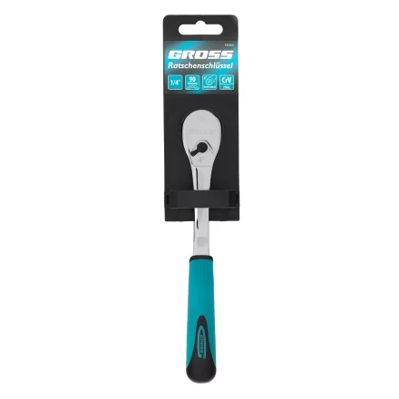 Ключ-трещотка 1/4&quot; Gross 14053, CrV, 90 зубьев, усиленный, хром купить в Ноябрьске