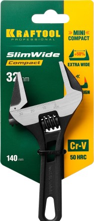 Ключ разводной компактный c тонкими губками KRAFTOOL SlimWide Compact 27266-20 купить в Ноябрьске