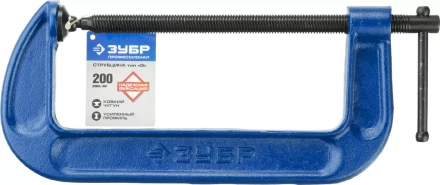 Струбцина  ЗУБР &quot;ПРОФЕССИОНАЛ&quot; тип &quot;G&quot;, корпус - ковкий чугун. 200мм 32245-200_z01 купить в Ноябрьске