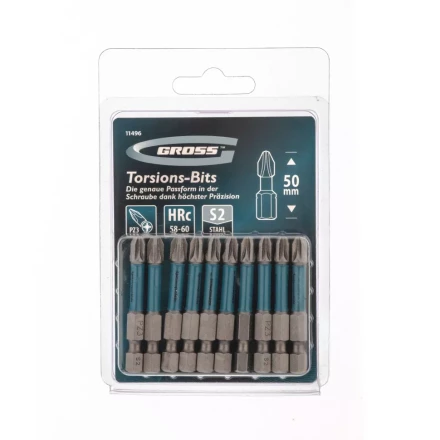 Набор бит торсионных PZ3x50 мм для ударных шуруповертов 10 шт. Gross 11496 купить в Ноябрьске