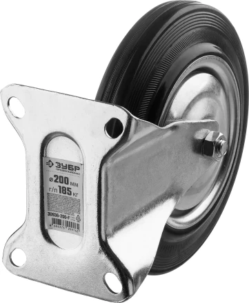 ЗУБР d 200 мм, г/п 185 кг, игольчатый подшипник, резина/металл, неповоротное колесо, Профессионал (30936-200-F) купить в Ноябрьске