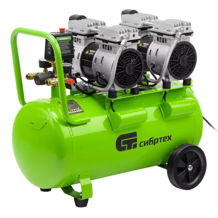 Компрессор безмаслянный малошумный Сибртех МБ 2000/50 58007, 2000 Вт, 50л, 300 л/мин купить в Ноябрьске