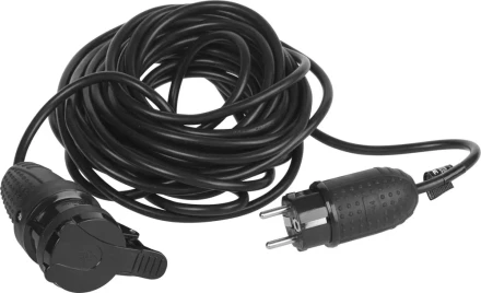 Удлинитель ЗУБР электрический, ПВС 3х1кв мм, черный, 1 гнездо, IP44, макс мощн 2200Вт, 20м 55016-20 купить в Ноябрьске