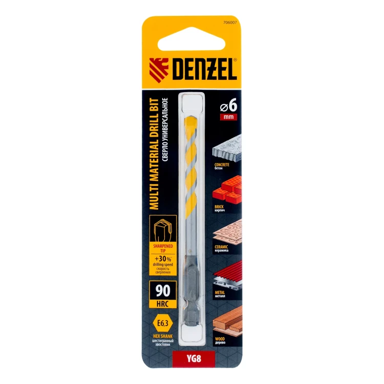 Сверло универсальное, Multi cut, 6 мм Denzel 706007 купить в Ноябрьске