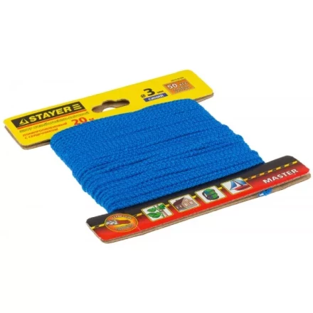 Шнур STAYER &quot;MASTER&quot; хозяйственно-бытовой, полипропиленовый, вязанный, с сердечником, синий, d 3, 20м 50413-03-020 купить в Ноябрьске