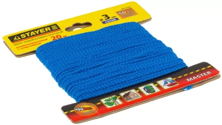 Шнур STAYER &quot;MASTER&quot; хозяйственно-бытовой, полипропиленовый, вязанный, с сердечником, синий, d 3, 20м 50413-03-020 купить в Ноябрьске