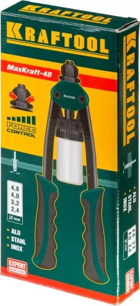 Заклепочник двуручный силовой компактный, KRAFTOOL &quot;MaxKraft-48&quot; 31161, для заклёпок d=2,4-4,8 мм из Al, стали, нерж стали, усил литой корпус 31161 купить в Ноябрьске