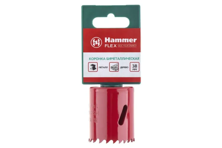 Коронка биметаллическая HAMMER Ф38х38мм 5/8" BiMETALL (224-008) купить в Ноябрьске