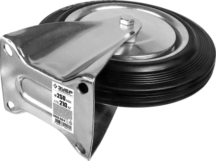 ЗУБР d 250 мм, г/п 210 кг, игольчатый подшипник, резина/металл, неповоротное колесо, Профессионал (30936-250-F) купить в Ноябрьске