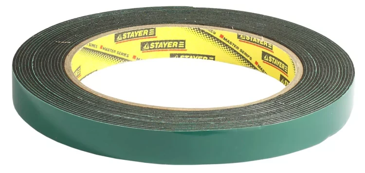 Двухсторонняя клейкая лента на вспененной основе, STAYER Professional 12233-12-05, черная, 12мм х 5м 12233-12-05 купить в Ноябрьске