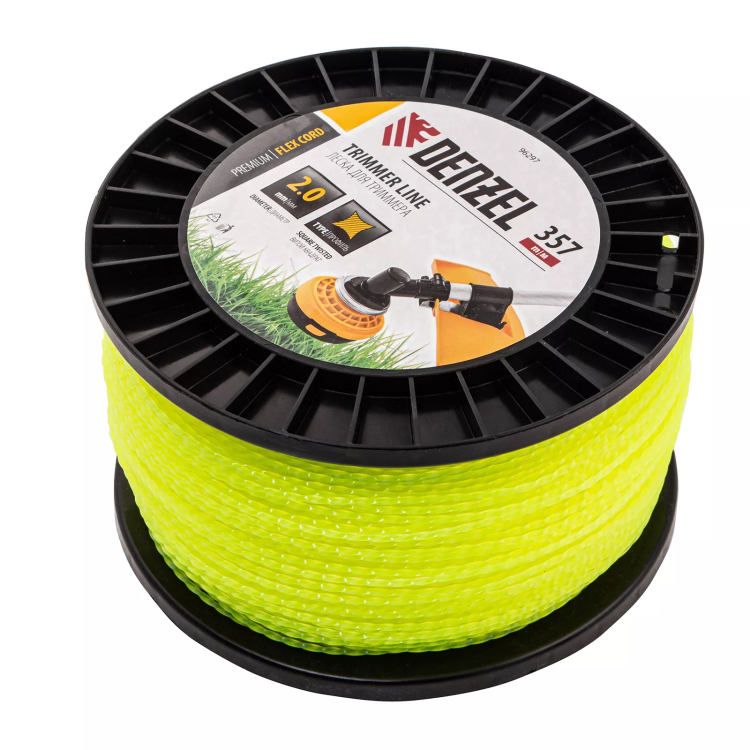 Леска для триммера витой квадрат, 2,0мм х 357м, на DIN катушке FLEX CORD// Denzel 96297 купить в Ноябрьске