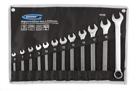 Набор ключей комбинированных 6-22 мм 12 шт CrV холодный штамп GROSS 15149 купить в Ноябрьске