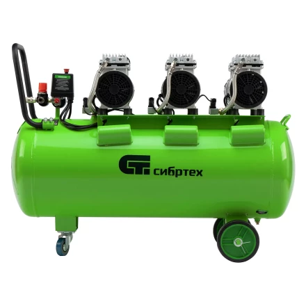 Компрессор безмаслянный малошумный Сибртех МБ 2250/100, 2250 Вт, 100л, 400 л/мин купить в Ноябрьске