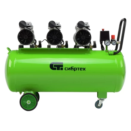 Компрессор безмаслянный малошумный Сибртех МБ 2250/100, 2250 Вт, 100л, 400 л/мин купить в Ноябрьске