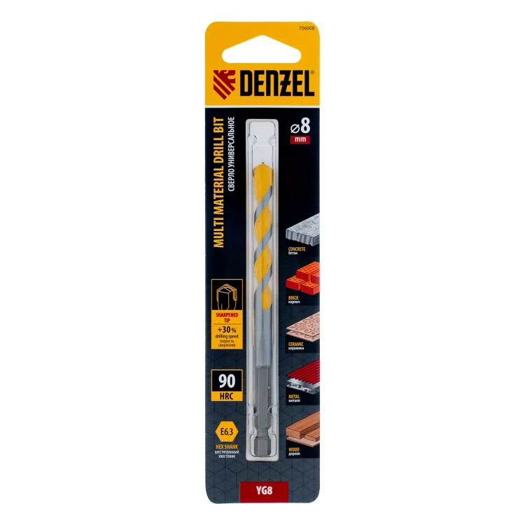 Сверло универсальное, Multi cut, 8 мм Denzel 706008 купить в Ноябрьске