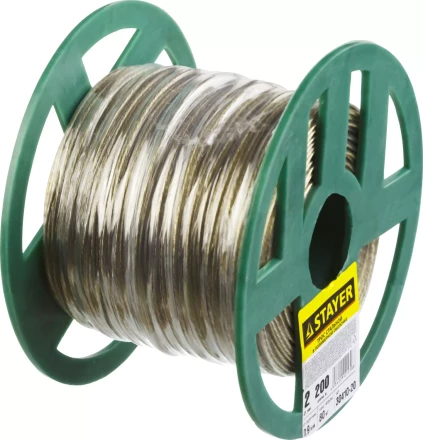 Трос стальной в полимерной оболочке, d=2,0 мм, L=200 м, STAYER Master 30410-20 30410-20 купить в Ноябрьске