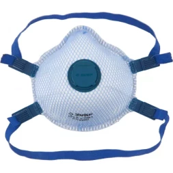 Полумаска фильтрующая ЗУБР "ЭКСПЕРТ" коническая, с внешней сеткой, с клапаном, многослойная, класс защиты FFP3 11160-3