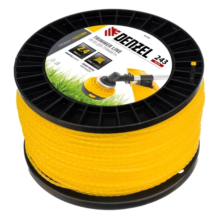 Леска для триммера витой квадрат, 2,4мм х 243м, на DIN катушке FLEX CORD// Denzel 96298 купить в Ноябрьске