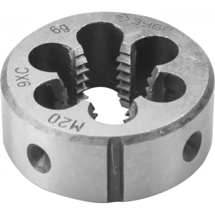 Плашка ЗУБР &quot;МАСТЕР&quot; круглая ручная для нарезания метрической резьбы, мелкий шаг, М20 x 2,0 4-28022-20-2.0 купить в Ноябрьске