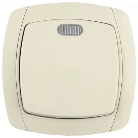 Выключатель СВЕТОЗАР &quot;CITY LIGHT&quot; одноклавишный в сборе, с подсветкой, бежевый, 10А/~250В SV-54231-B купить в Ноябрьске