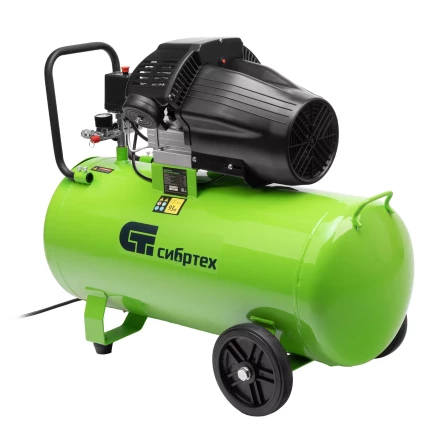 Компрессор воздушный Сибртех КК-2200/100 58009, 2,2 кВт, 350 л/мин, 100 л, прямой привод, масляный купить в Ноябрьске