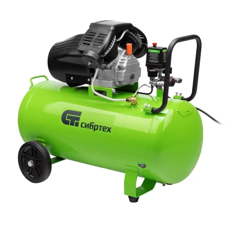 Компрессор воздушный Сибртех КК-2200/100 58009, 2,2 кВт, 350 л/мин, 100 л, прямой привод, масляный купить в Ноябрьске